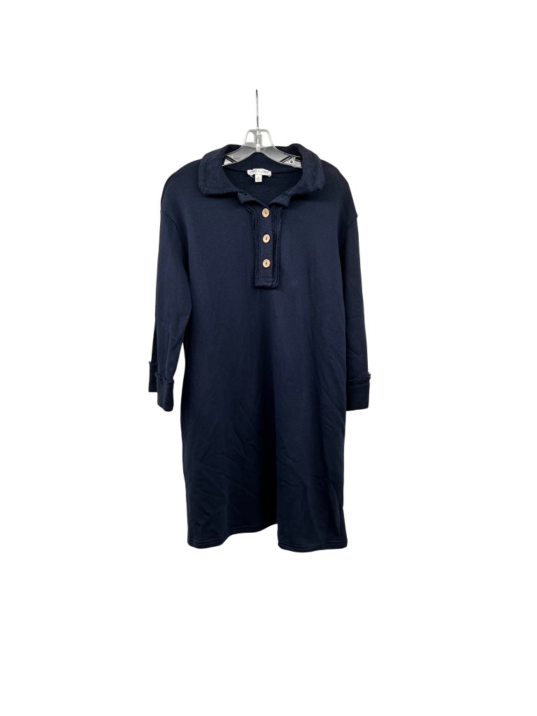 She+Sky Womens Sweatshirt Dress Collared Navy Size Medium Buttons